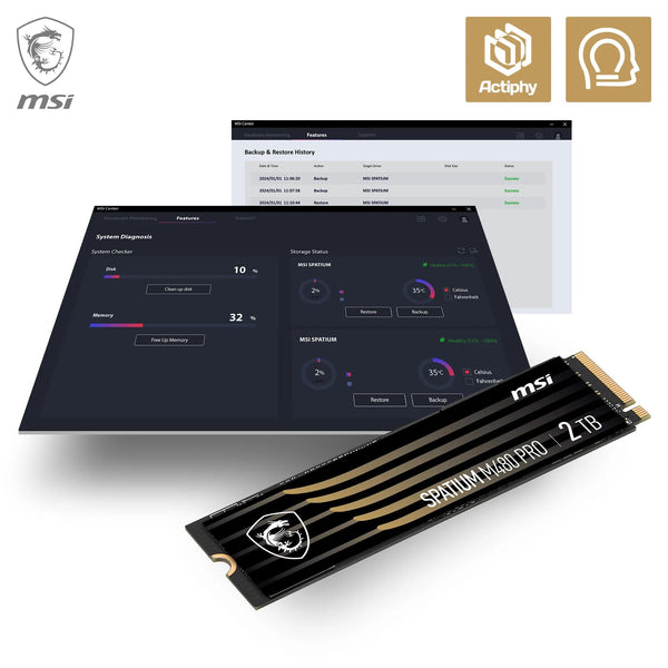 MSI SPATIUM S270 SSD 480GB - SATA 3 2.5" Solid State Drive, 500MB/s Read & 450MB/s Write, 3D NAND, Built-In Data Security, MSI Center - 5 Year Warranty (250 TBW)