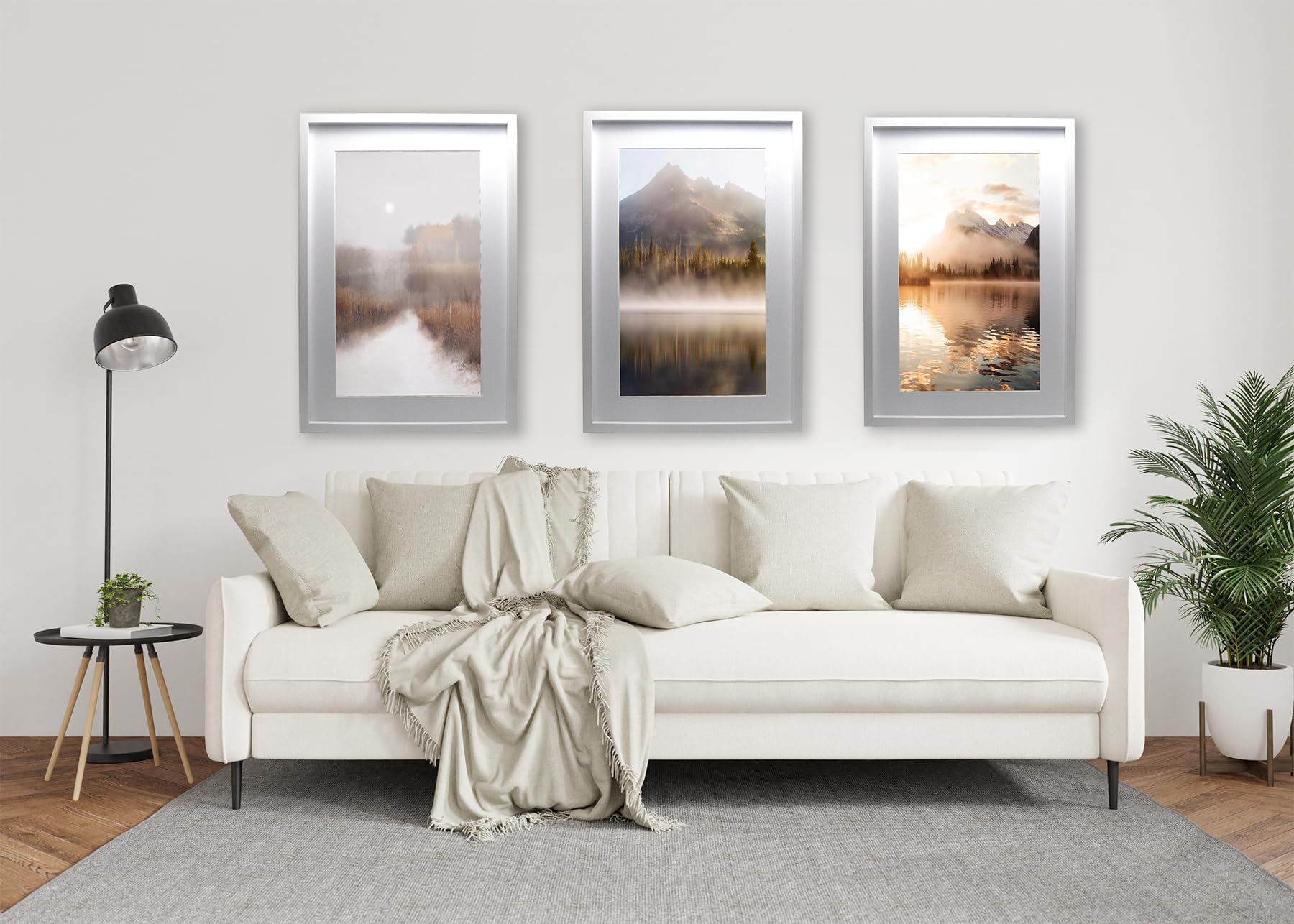 Black 50x70cm Boxed Picture Frames Set of 3 with Mounts for 40x60cm, 70x50cm poster frame with Acid Free mount for 40x60cm photo (Black 3Pack)