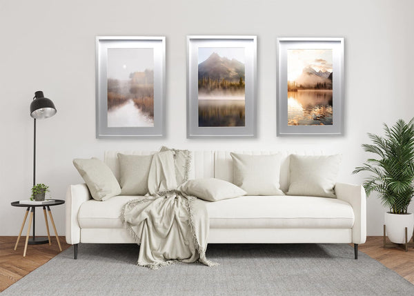 Black 50x70cm Boxed Picture Frames Set of 3 with Mounts for 40x60cm, 70x50cm poster frame with Acid Free mount for 40x60cm photo (Black 3Pack)