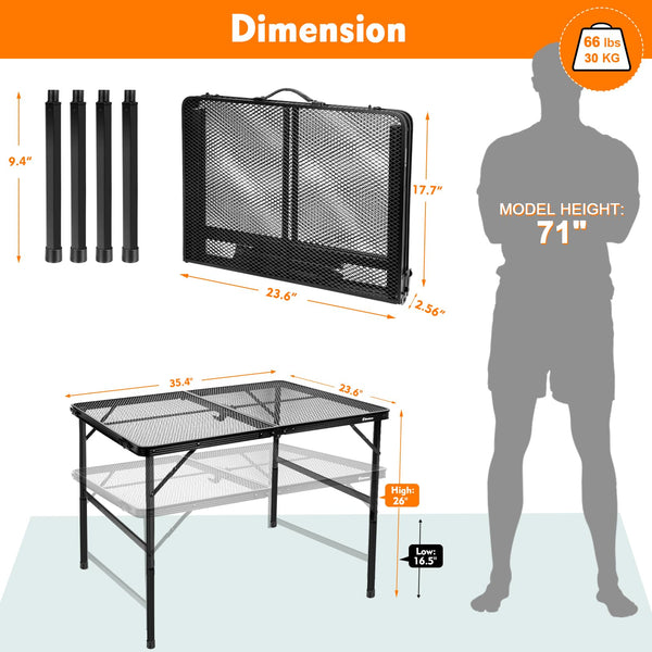 E EASTSTORM Camping BBQ Table Outdoor Folding Picnic Table 35?x 23?- Portable, Compact & Foldable for Easy Storage - Great for Picnic, Garden, Patio,