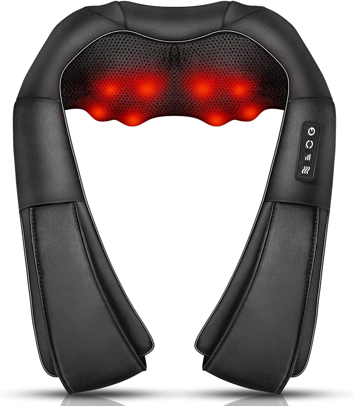 Neck Massager, Deep Tissue 3D Kneading, by iKristin, Portable, with Heat, Shiatsu Massager for Neck, Back, Shoulder, Foot and Leg, at Home and Car, Suitable for Women and Men (Black)