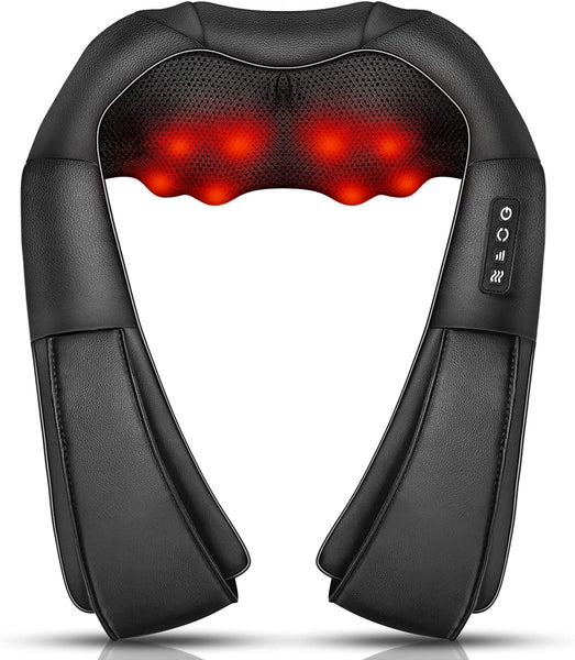 Neck Massager, Deep Tissue 3D Kneading, by iKristin, Portable, with Heat, Shiatsu Massager for Neck, Back, Shoulder, Foot and Leg, at Home and Car, Suitable for Women and Men (Black)