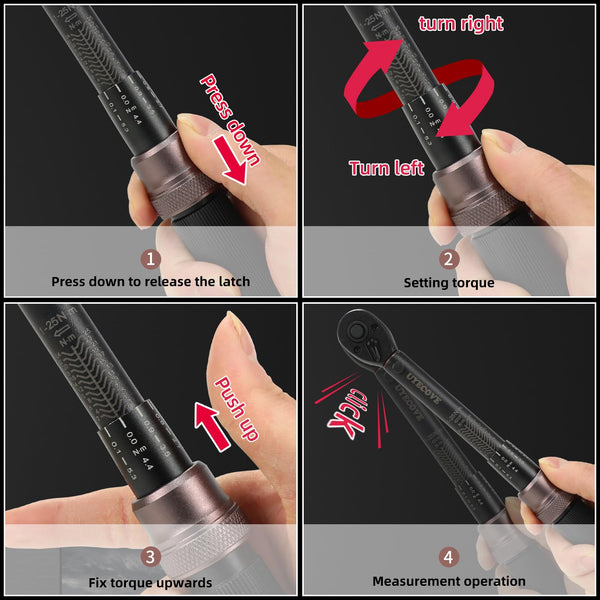 Torque Wrench 1/4 Bike Torque Wrench 1-25nm Torque Wrench Set 63ps with 100mm Extension bar and Socket