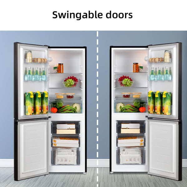 CHiQ FBM157L4EU, Fridge Freezer, 157L, 70/30, 12-Year Compressor Service, Low Frost, E, 39 dB, 48cm Wide 144cm Tall, Black