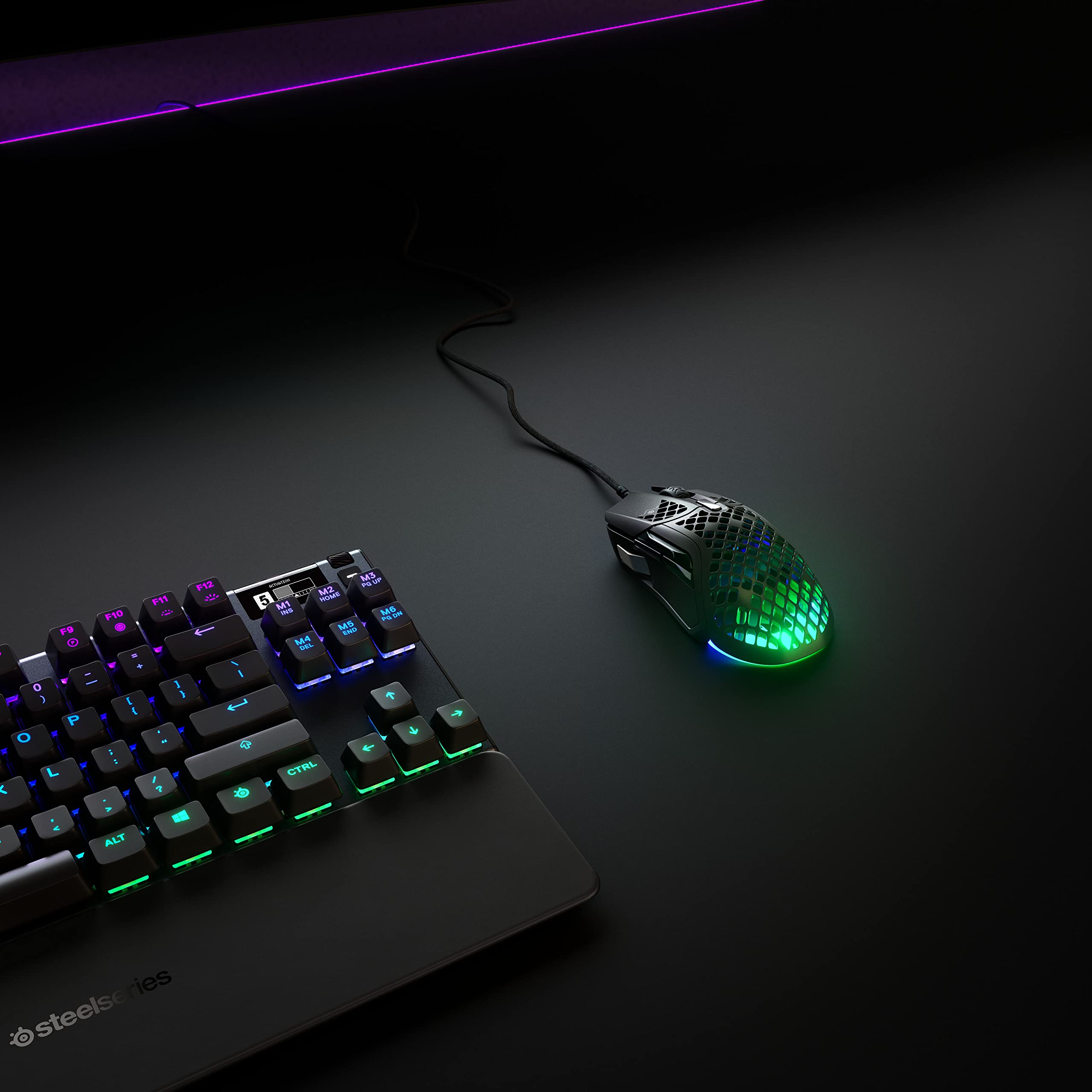 SteelSeries Aerox 5 Wireless - Holey RGB Gaming Mouse - Ultra-lightweight Water Resistant Design - 9 Buttons - Lag-free 2.4GHz / Bluetooth Wireless - 18K DPI TrueMove Air Optical Sensor