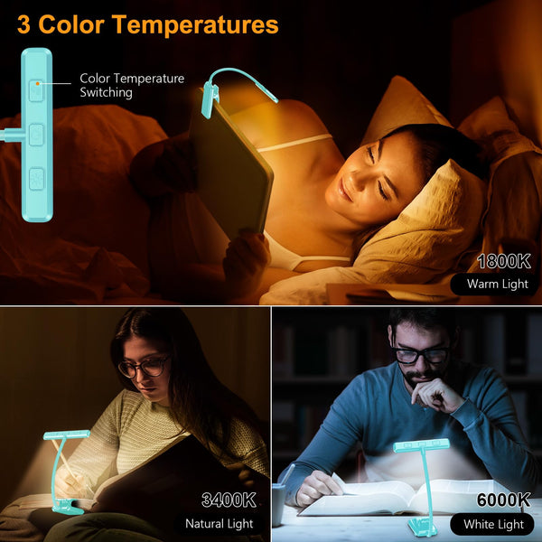 Gritin 19 LED Book Light, Reading Light Book Lamp for Reading at Night with Memory Function, 3 Eye-Protecting Modes -Stepless Dimming, Long Battery Life, 360° Flexible Lamp for Bed,Tablet