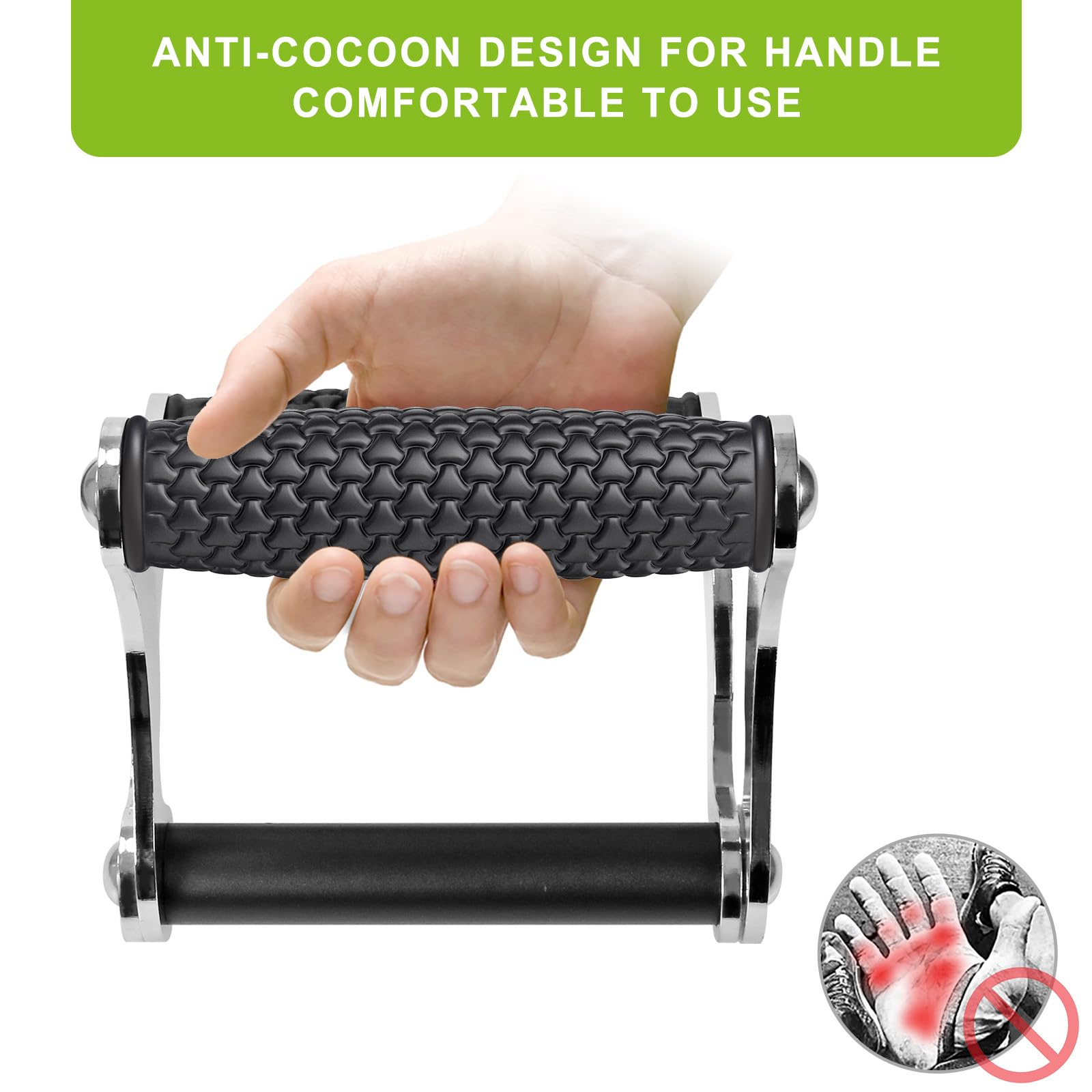 SELEWARE V Bar Landmine Handle Attachment, Solid Landmine Double D Handle, T Row Attachment with Non-Slip Rubber Grip, Fits Olympic Barbell Bars