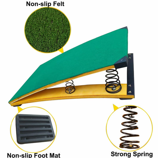 Gymnastics Springboard for Kids Vaulting Training Fitness Playing, Portable Curved Spring Board, Hard Wood Practice Equipment, Elastic Board for Home