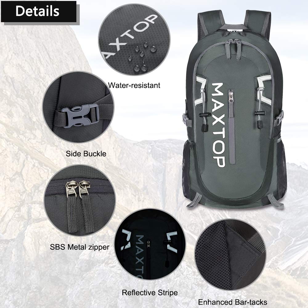 MAXTOP 40L Ultra Lightweight Packable Backpack Foldable Rucksack Water Resistent For Men Women Kids Outdoor Camping Hiking Travel Daypack Handy Durable
