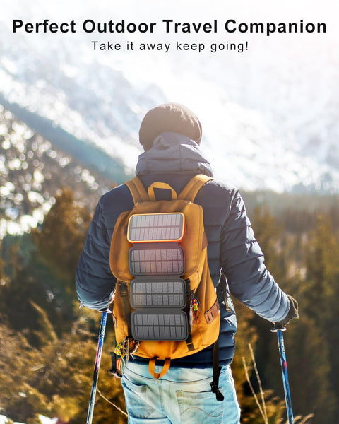 Paloceru Solar Power Bank 26800mAh - Portable Solar Charger with 4 Foldable Panels – PD QC 3.0 Fast Charging Battery Bank with USB C Output/Input - Outdoor Battery Pack with Flashlight for Camping