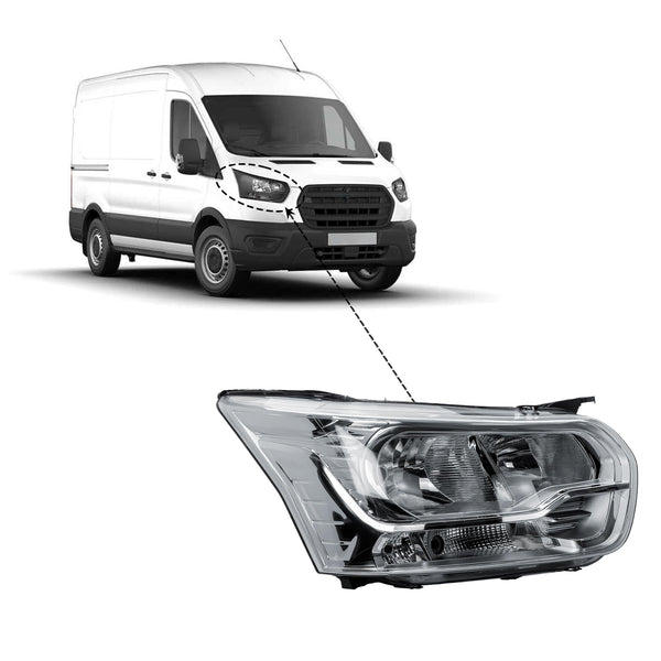 Replacement Passenger Left Side N/S Headlight Head Lamp Chrome Strip Electric Adjustment for Ford Transit MK8 2014-2025