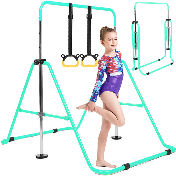 Horizontal Bar Gymnastics Kids Garden Home Reck Stretching Folding Value Gift Set,Expandable Gym Training Bar Equipment Adjustable Height for Boys