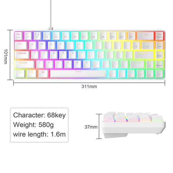 MageGee Portable 60% Gaming Mechanical Keyboard, Minimalist MK-Box Ice Blue Backlit Compact 68 Keys Wired Office Keyboard with Red Switch for Windows Laptop PC Mac Convenient(Gray & White)