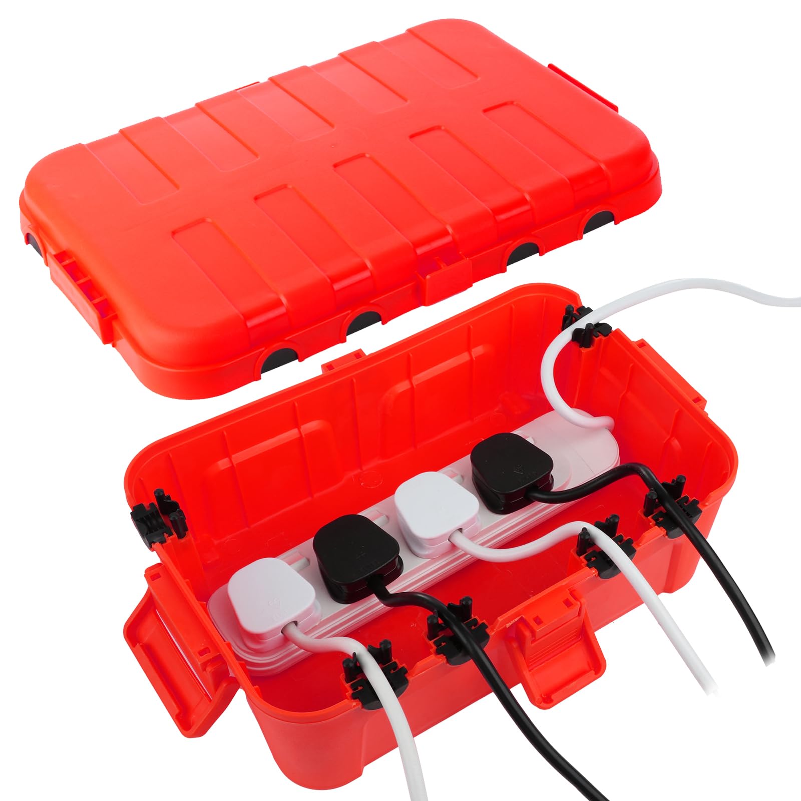 RESTMO Extra Large Waterproof Electrical Box, IP54 Weatherproof Outdoor Outlet Cover, Protect Outlet, Plug, Timer, Power Strip (Not Included), Holiday Light Decoration, 32 x 22 x 13 cm, Black