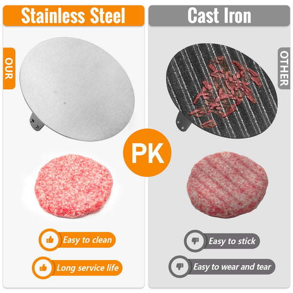 HULISEN 8.5-Inch Burger Press, 2.5 lbs Heavy Duty Bacon & Grill Press, Stainless Steel Smashed Burger Press, Round Smasher with Wood Handle, BBQ Griddle Accessories for Hamburger, Steak, Meat…