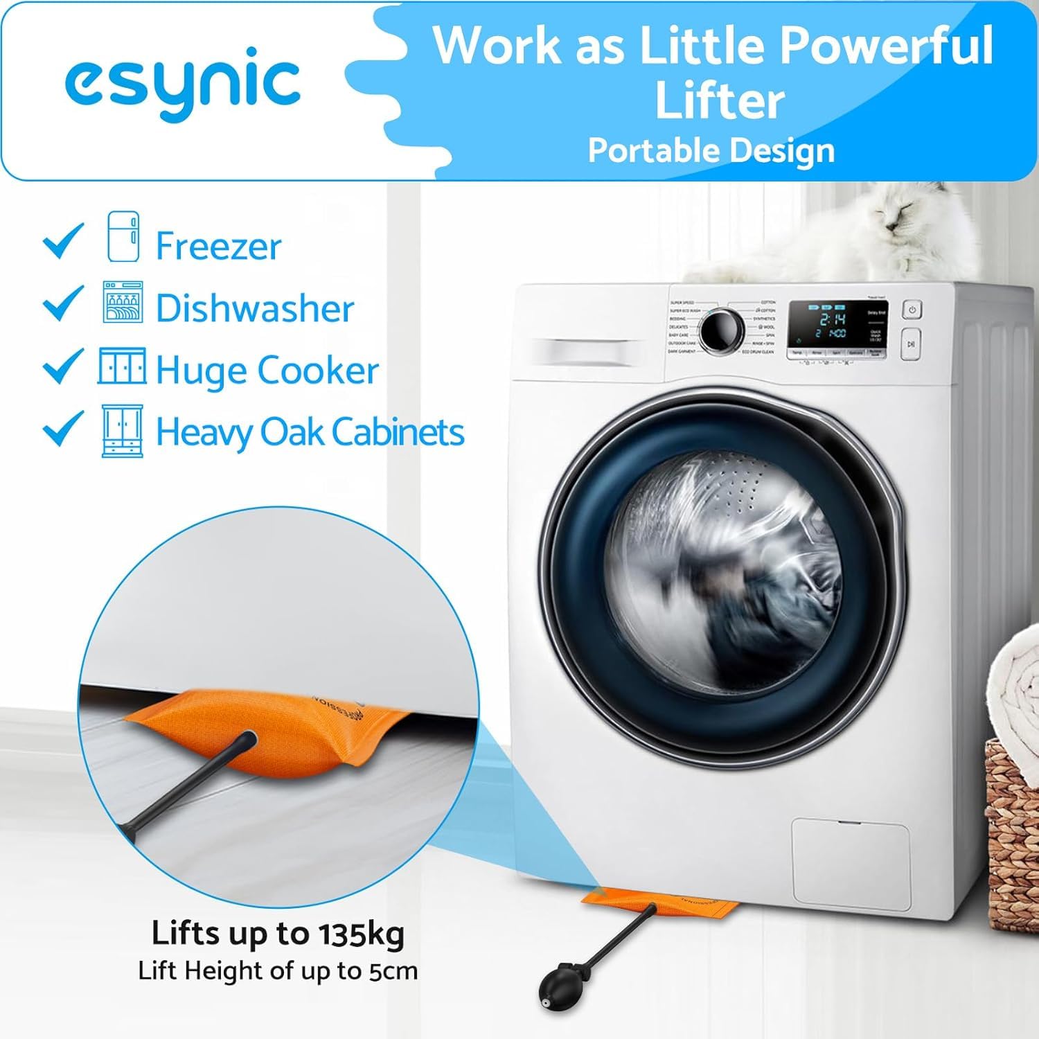 eSynic 3Pack Air Wedge Pump up Bag Inflatable Wedge Winbags Smooth TPU Air Bags for Lifting Door Air Wedge Door Lifter Pump Load-Bearing 297 Pounds/134KG with 4 Plastic Wedges-Blue