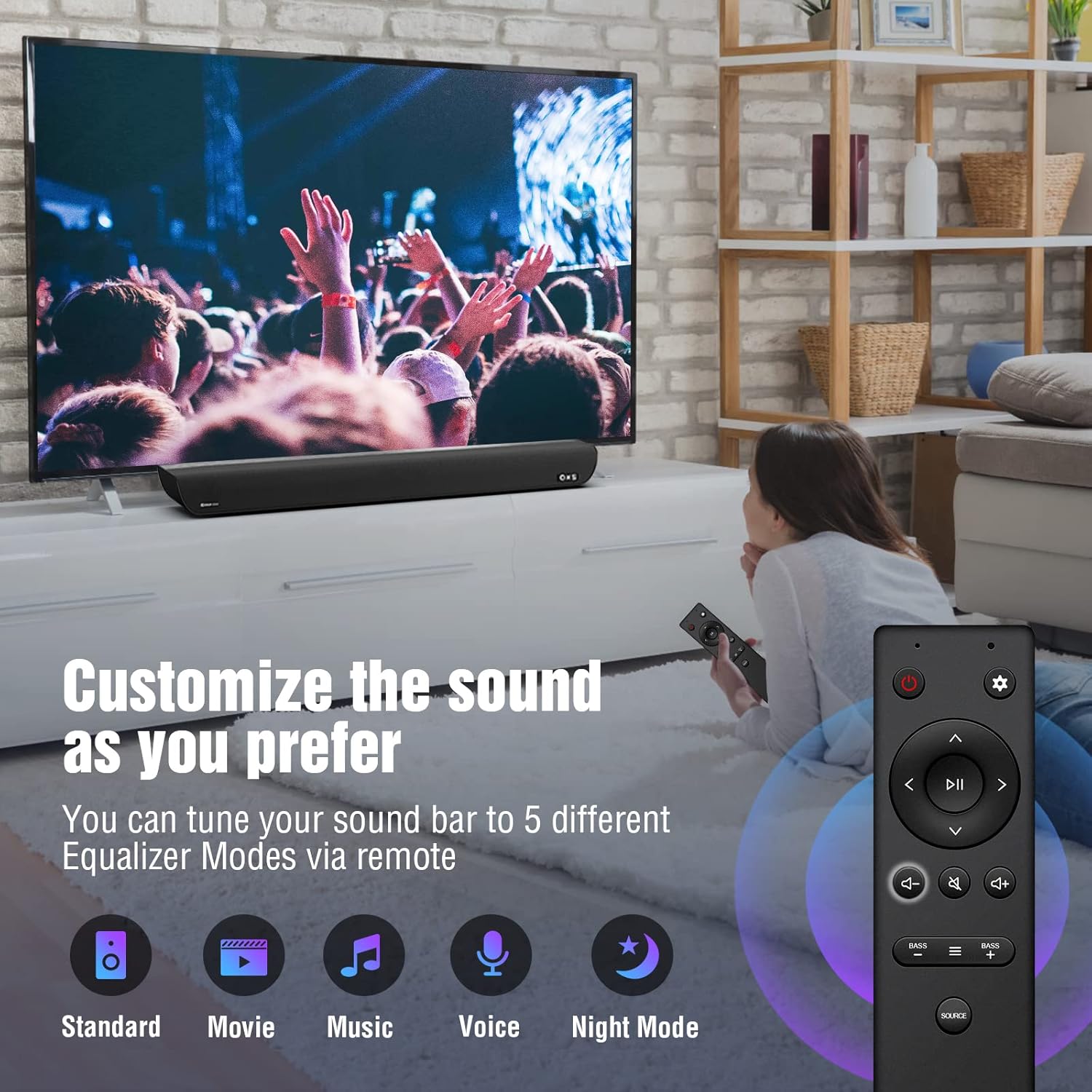 OXS S5 Soundbar 3.1.2ch with Dolby Atmos, Built-in Subwoofer, Flexible Bass, Dialogue Enhancement, Bluetooth & HDMI eARC Connectivity, 5 EQ Modes, Home Theater Audio Wall Mounted