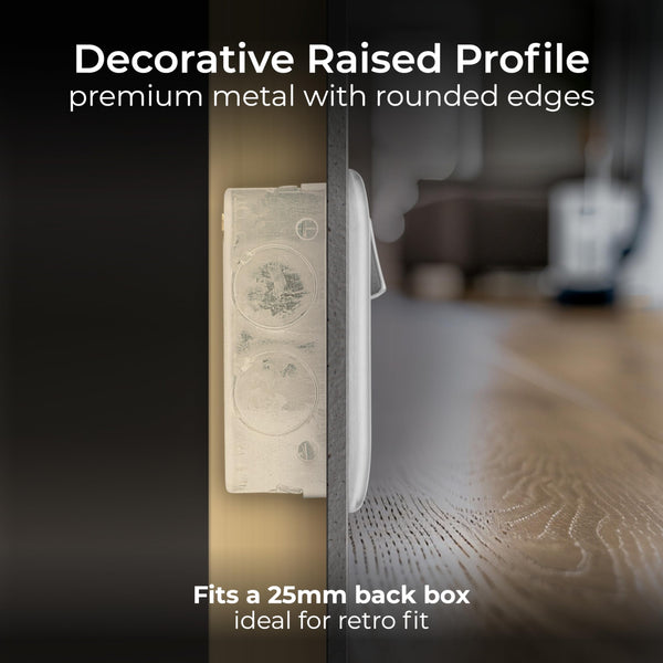 BG Electrical Cooker Switch with Socket and LED, Cooker Control Unit, Control Socket, Double Pole, Raised Profile, Round Edges, Nexus Metal, Brushed Steel, Grey Inserts, 45A, NBS70G