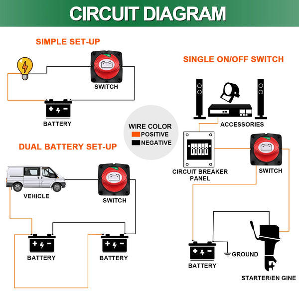 Bolatus Battery Isolator Switch 12V 24V 48V Battery Switch 275A Battery Kill Switch 1-2-Both-OFF Battery Cut Off Switch for Car Truck Boat Yacht Caravan Motorcycle
