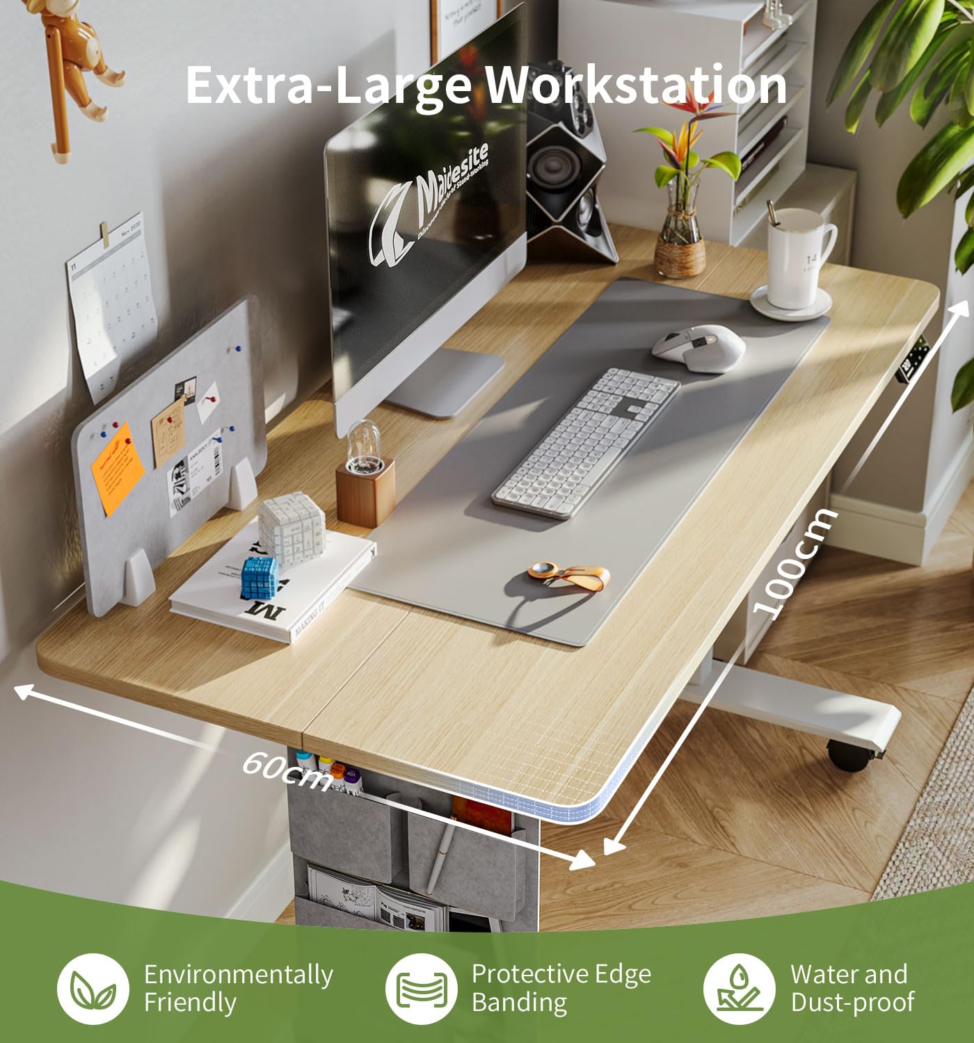 MAIDeSITe Height Adjustable Standing Desk Electric Standing Desk Sit Stand Desk Stand Up Desk with Cable Tray 120 * 60cm Desktop for Home Office