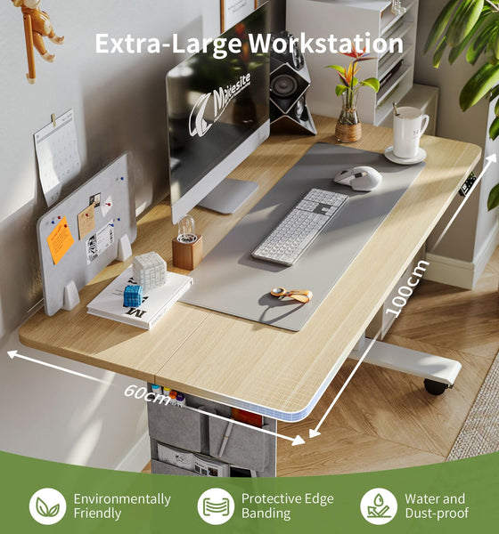 MAIDeSITe Height Adjustable Standing Desk Electric Standing Desk Sit Stand Desk Stand Up Desk with Cable Tray 120 * 60cm Desktop for Home Office
