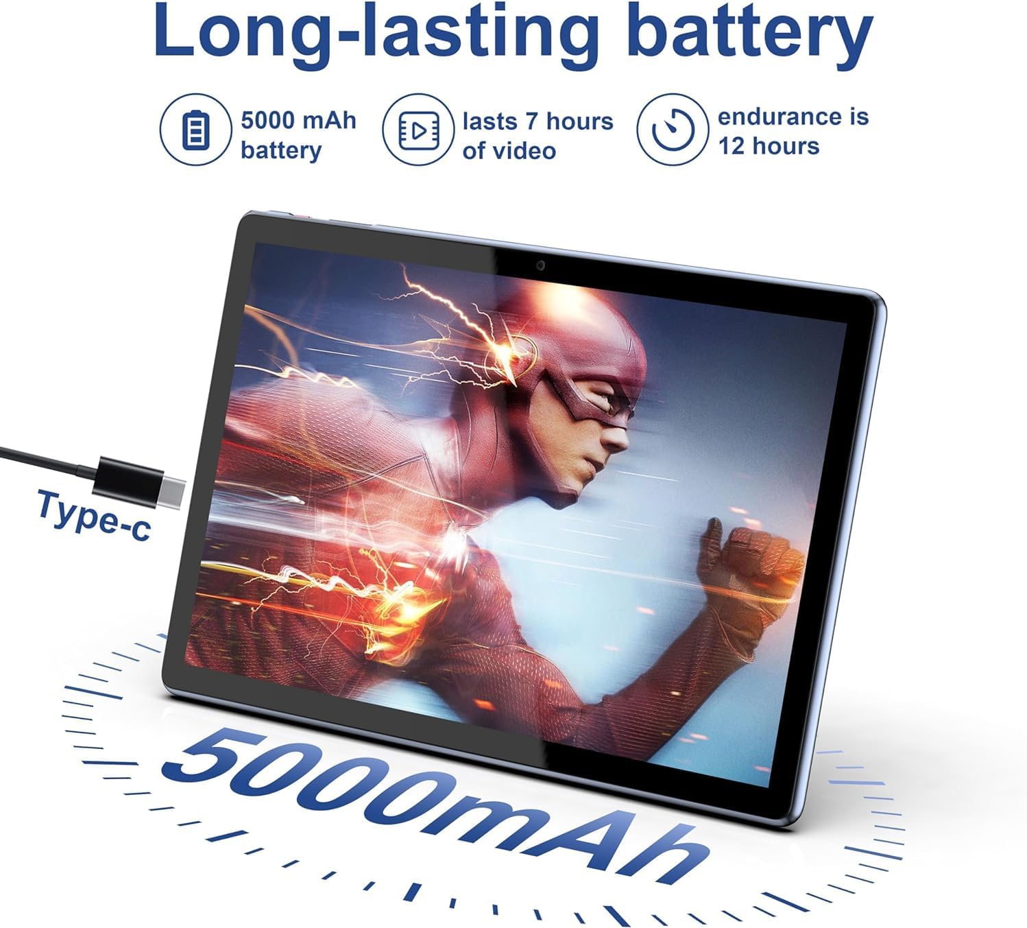 BYYBUO Android 13 Tablet,10.1 inch Tablet with Case, 64GB ROM Quad-Core Processor 5000mAh Battery, 1280x800 IPS FHD Touchscreen 5MP+8MP Camera, Bluetooth, WiFi, SmartPad Gray