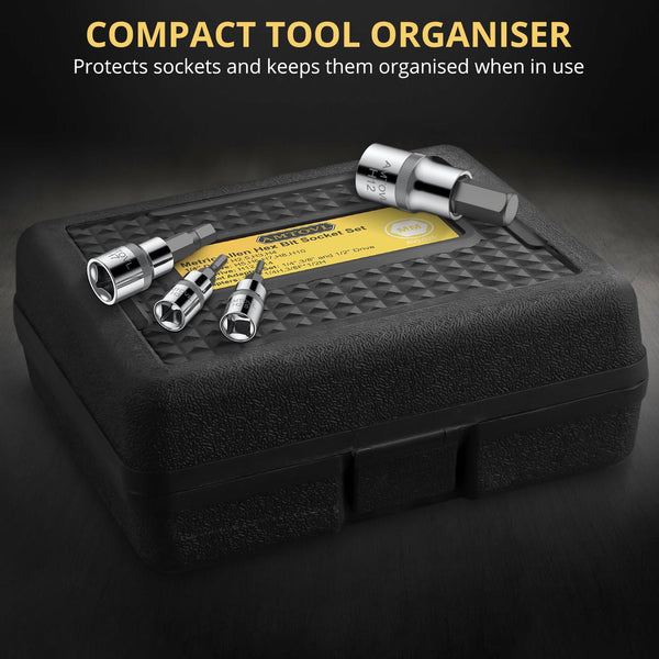 AMTOVL 15-Piece Triple Square Spline Bit Socket Set - S2 Alloy Steel & 50BV30 CRV XZN Bits - Includes 1/4", 3/8", 1/2" Drive Sizes (4,5,6,8,9,10,16,18mm) with Adapter - Fit for Automotive & DIY