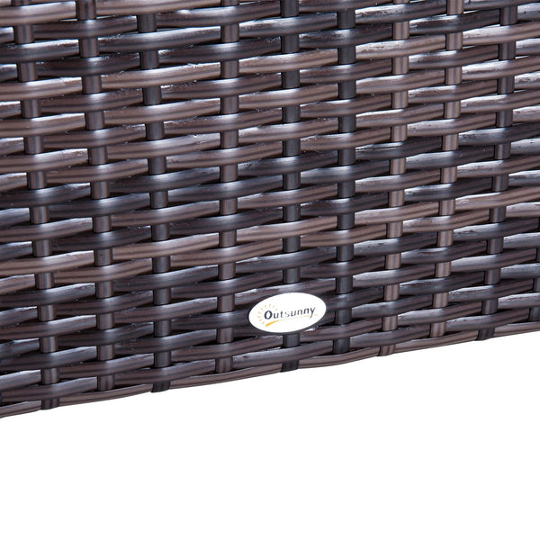 Outsunny 6 Pieces Rattan Garden Furniture Set, 5 Seater Garden Sofa Set with Thickened Cushions, Glass Top Coffee Table and Ottomans, Outdoor Sectional Conservatory Furniture with Pillows, Grey