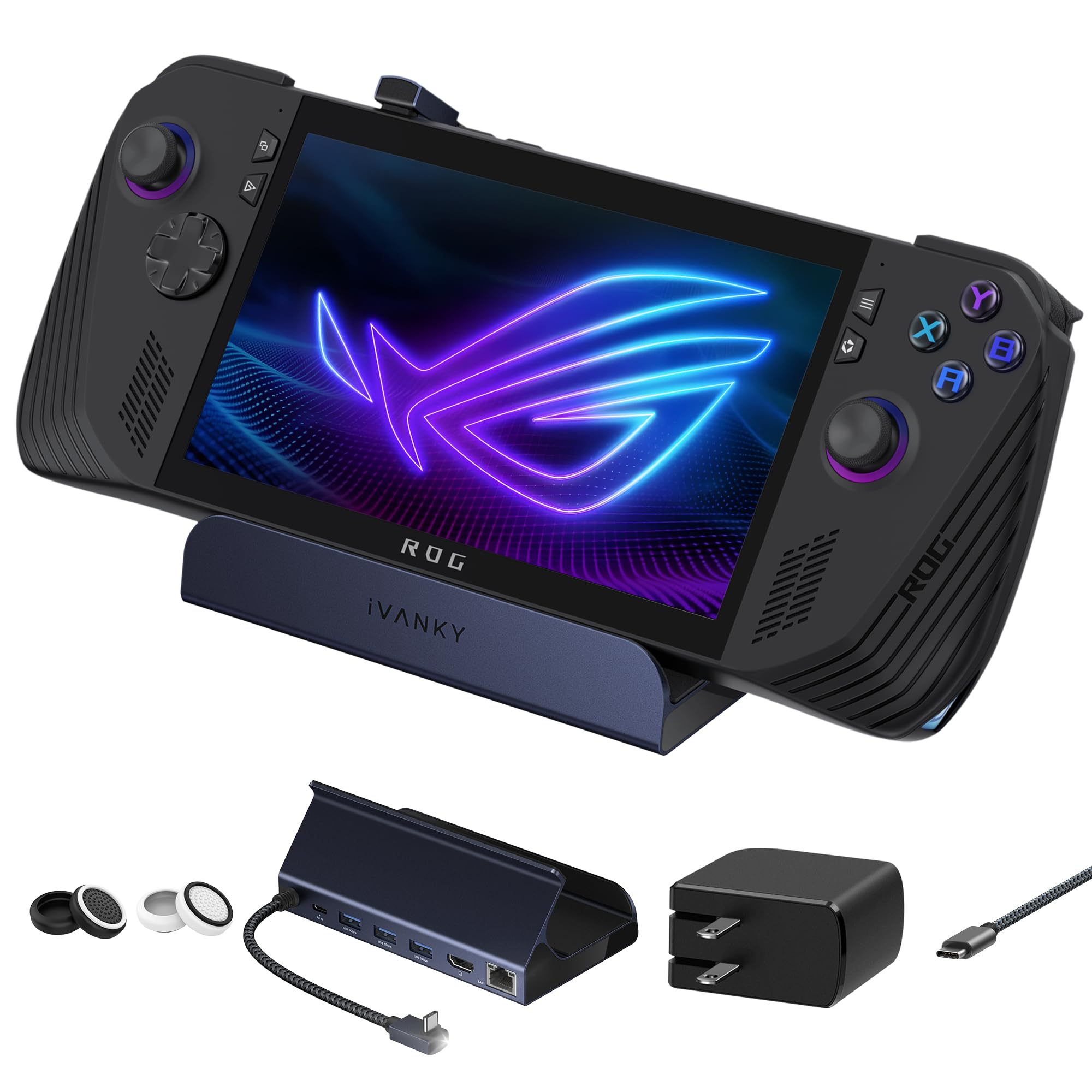 iVANKY 8-in-1 Docking Station for Valve Steam Deck OLED/ASUS ROG Ally X/Lenovo Legion Go/MSI Claw, ROG Alloy/Stream Deck Dock Hub with HDMI 4K@144Hz, Gigabit Ethernet, 3*USB-A 3.0, 100W USB-C Charge