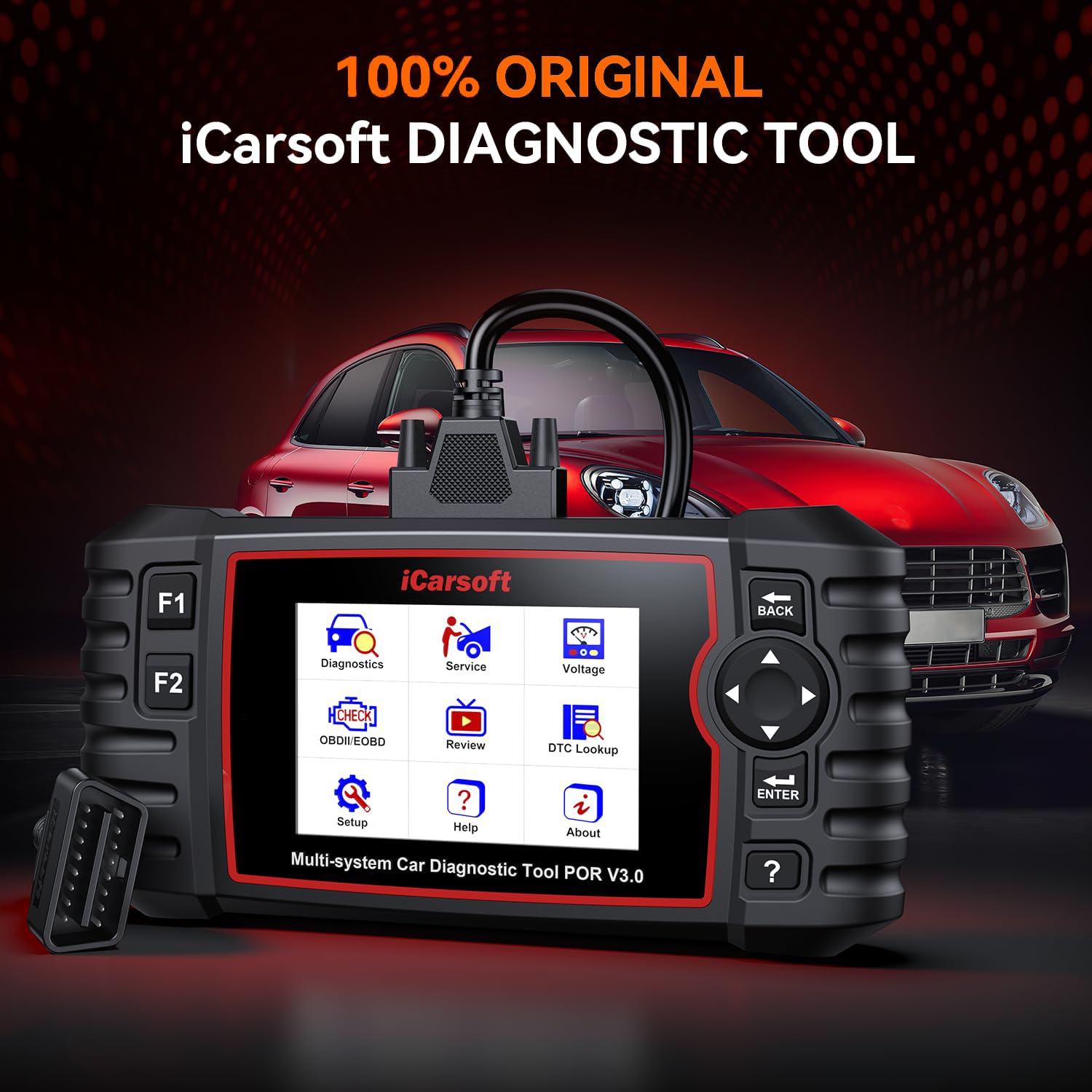 iCarsoft POR V3.0 Scanner for Porsche, 27 Reset Services OBD2 Scanner Code Reader, OIL/BLD/EPB/SAS/BMS/ETC/INJ/DP-F/TPMS Reset, 4-in-1 Graph Data, Bi-Directional Test, Lifetime F-ree Update
