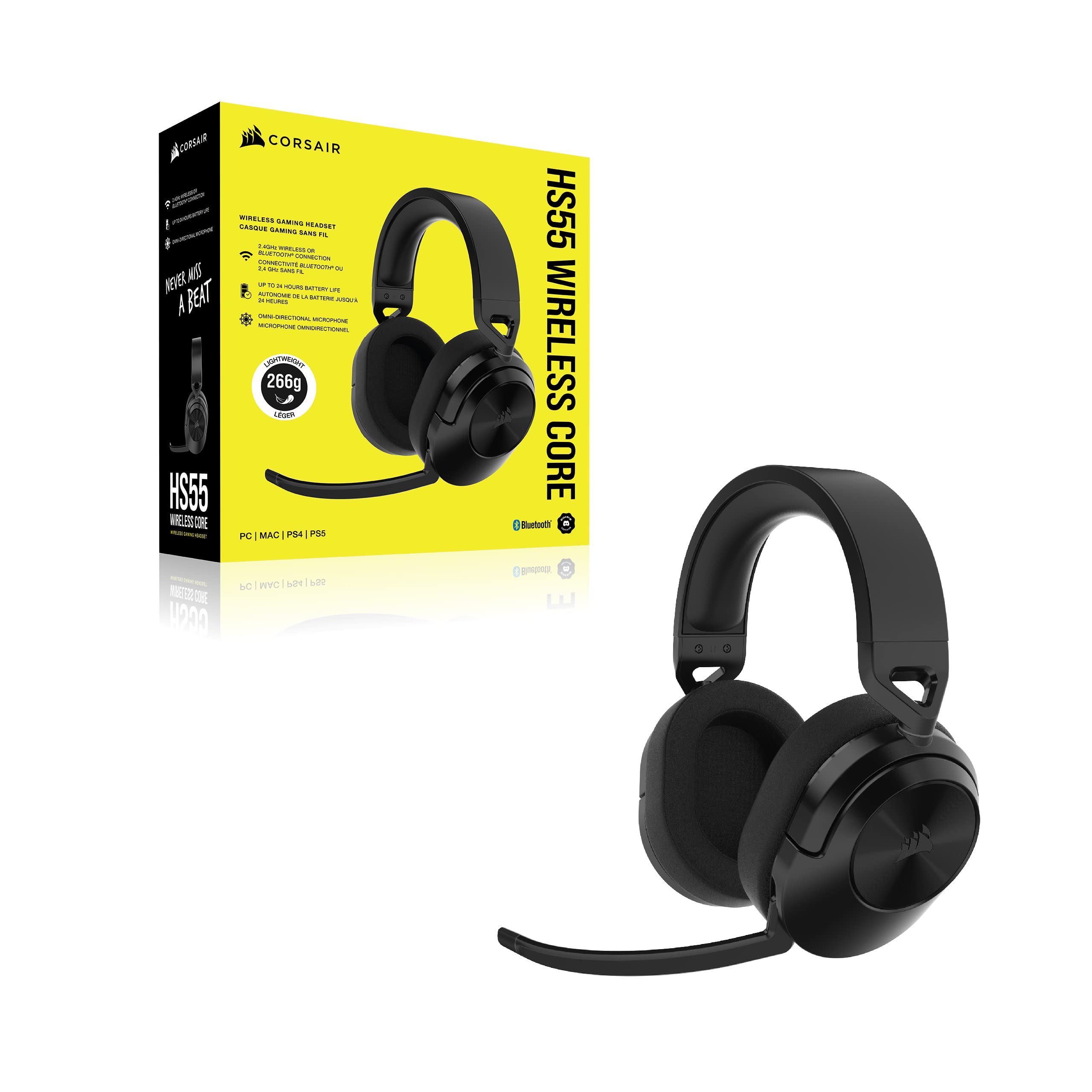 CORSAIR HS55 SURROUND Lightweight Multiplatform Wired Gaming Headset – Dolby 7.1 Surround Sound – iCUE Compatible – PC, Mac, PS5, PS4, Xbox, Nintendo Switch, Mobile – Carbon
