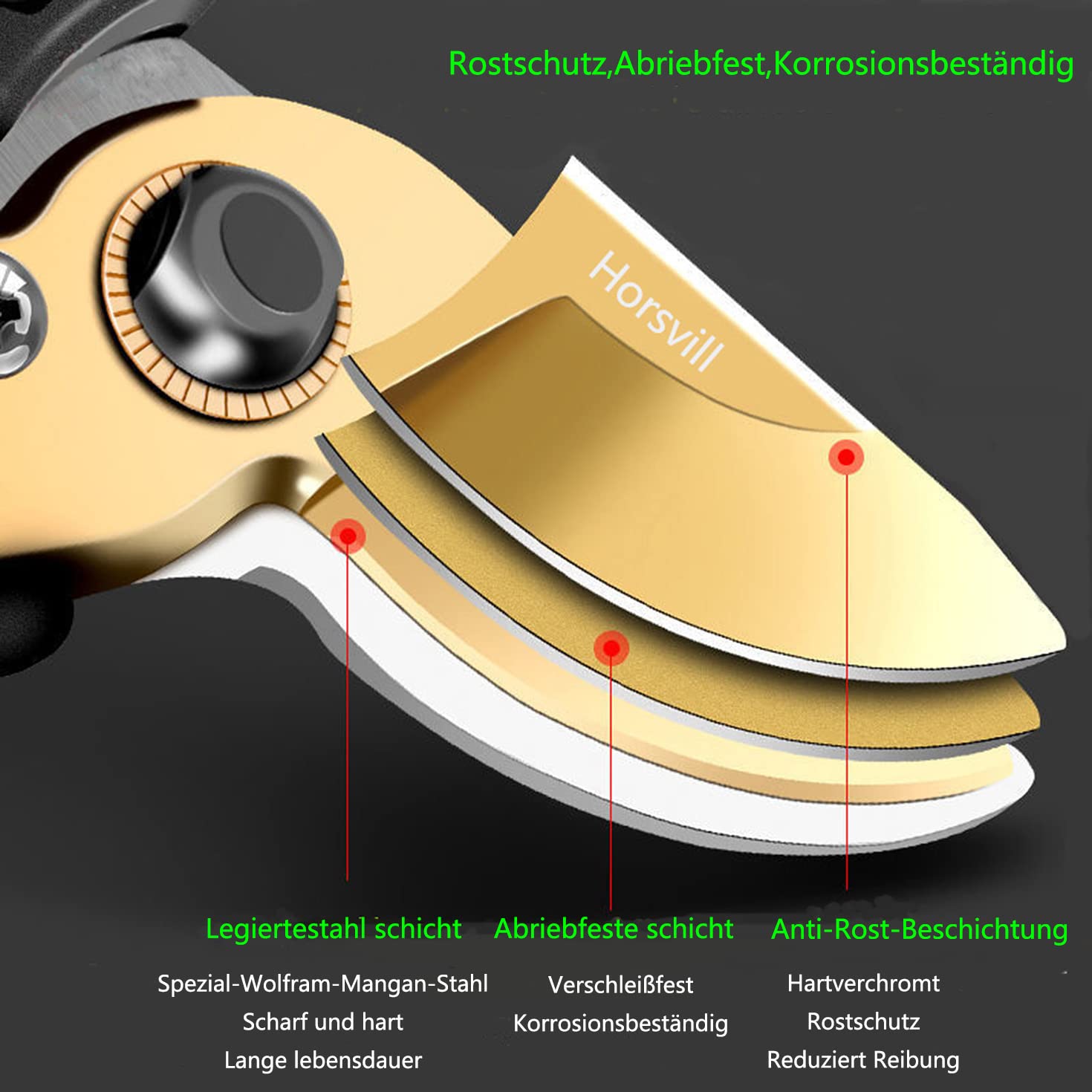 Horsvill Pruning Secateurs, Japanese Floral Scissors, Garden Shears for Gardening Heavy Duty, Pruner Scissors Gardening Tools, Tree Branches Cutter
