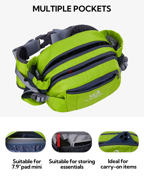 Waterfly Hiking Waist Pack Bum Bag Waist Bag with Bottle Holder Running Bag for Camping Climbing Travel Cycling and Dog Walking