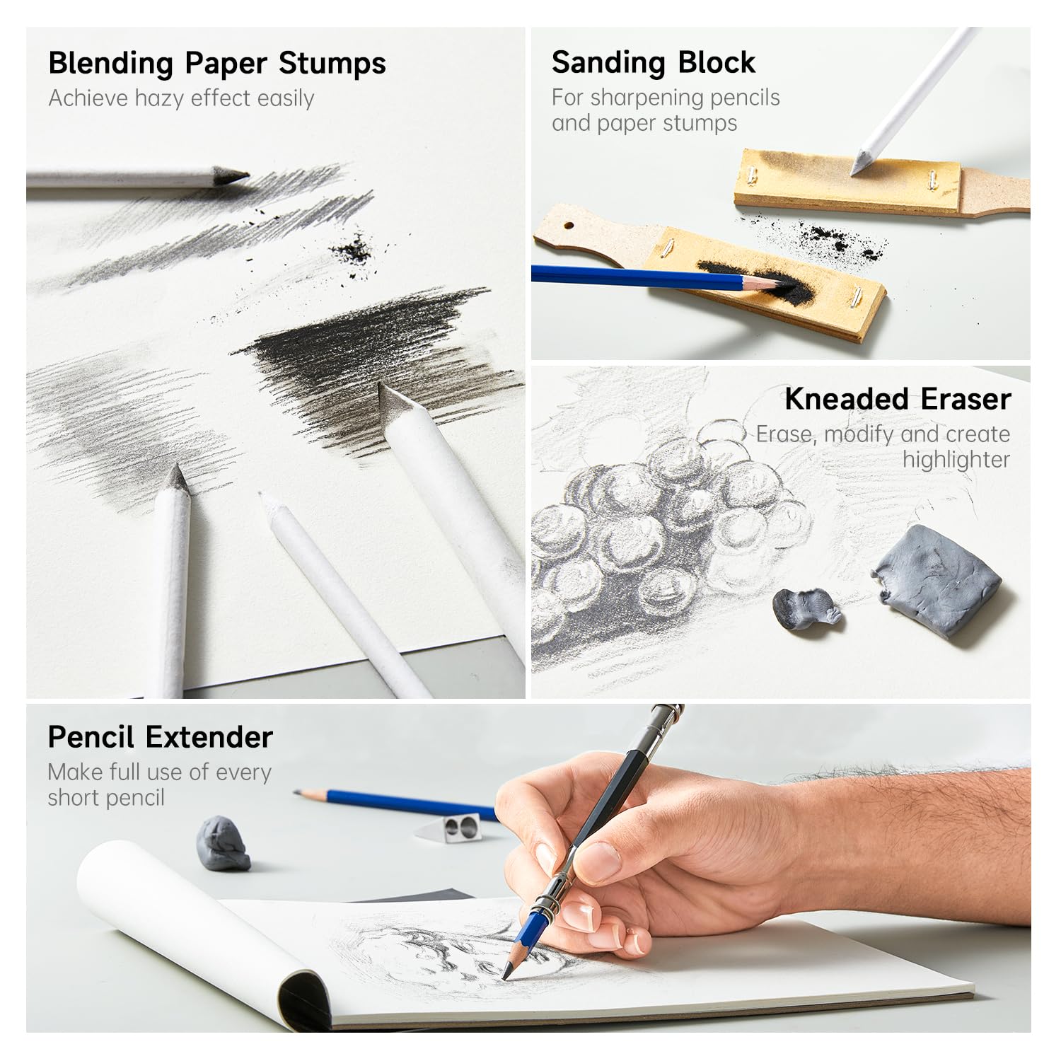 Shuttle Art 116 Pack Sketching and Drawing Pencils Set, Sketch Art Pencil Set with 4 Drawing Pads, Graphite Pencils in Zipper Case, Colouring Pencils