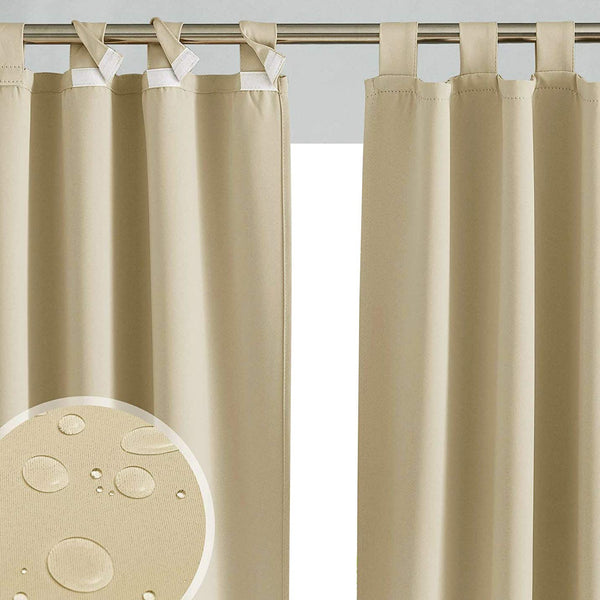 Ferocity Outdoor Curtain Waterproof 220 x 155cm UV Rays Prevent Curtain Waterproof & Windproof Drapery for Patio, Front Porch, Pergola, Beach Home