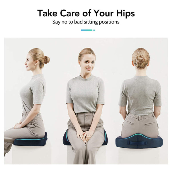 Feagar Seat Cushion for Back Pain - Orthopedic Non-Slip Memory Foam Coccyx Cushion for Tailbone Relief Sciatica Hemorrhoid, Office Chair Cushions