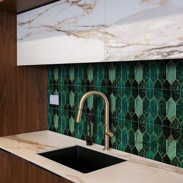 funlife Peel and Stick Wall Tiles, Stick on Tiles Self-Adhesive Square Tile Stickers, Water Resistant Art Deco Backsplash for Kitchen Bathroom,