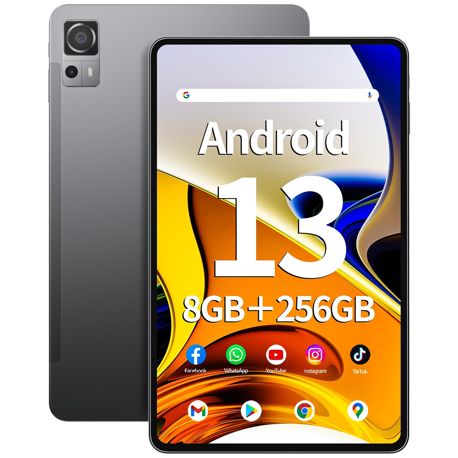 SGIN Tablet 10.51 Inch Android 13 Tablet PC 6GB RAM 128GB Storage, 1200 * 1920 FHD IPS Display, Octa-core Processor, Dual Camera(5MP+13MP), WiFi, Bluetooth, GPS, Type-C, GPS, 6200mAh Battery