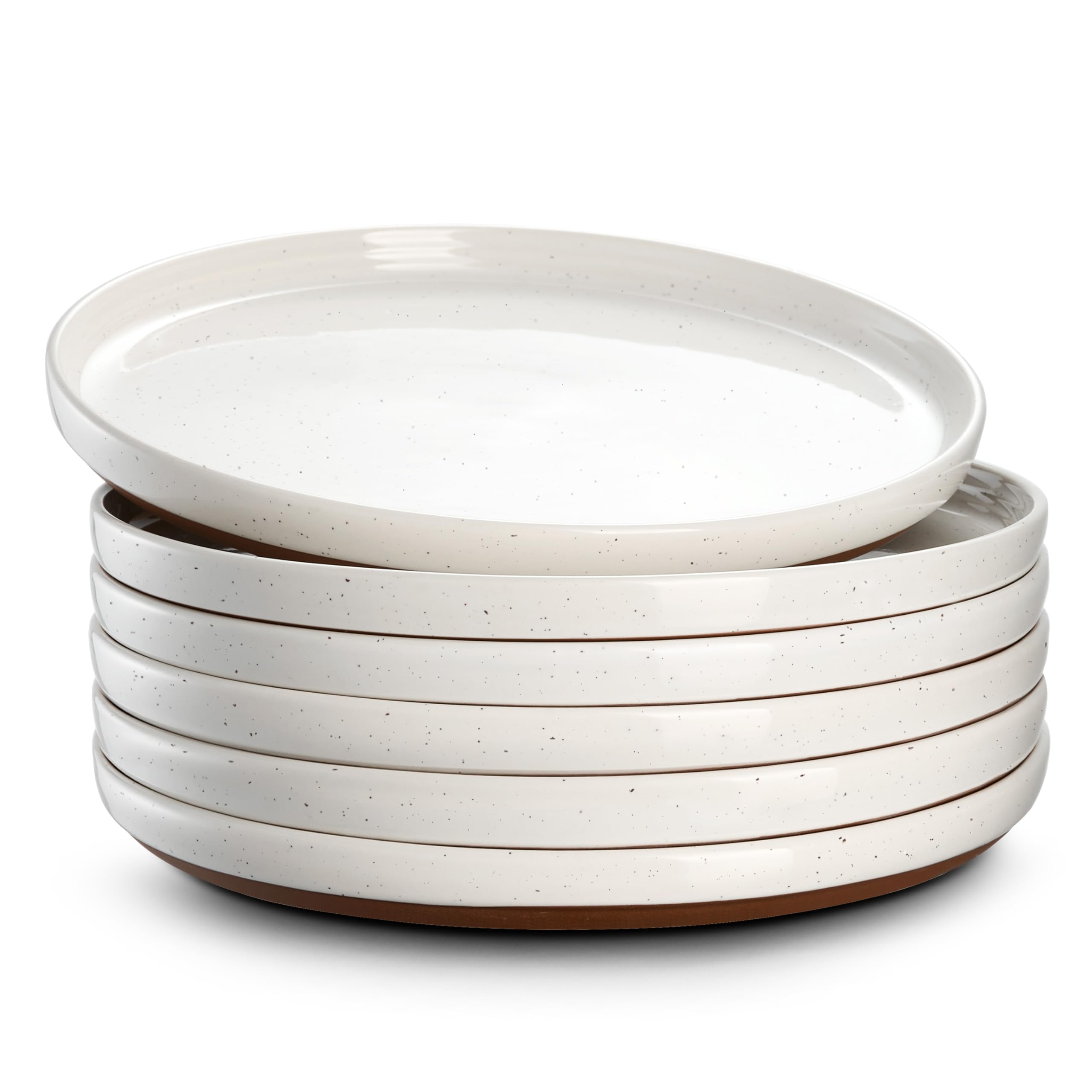 DOWAN Dinner Plates,  8.5" Premium Porcelain Side Plate Set of 6, Salad Plates, Dessert Plate, Flat Dinner Set for Appetizer, Lunch, Salad, Steak,