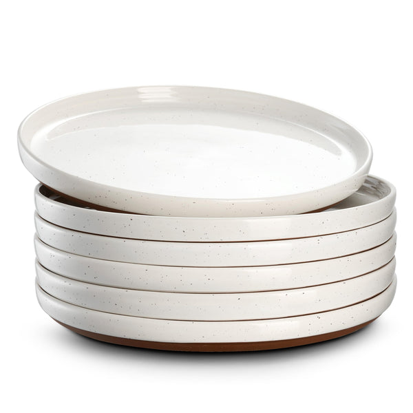 DOWAN Dinner Plates,  8.5" Premium Porcelain Side Plate Set of 6, Salad Plates, Dessert Plate, Flat Dinner Set for Appetizer, Lunch, Salad, Steak,