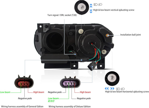 VLAND RGB Headlights Fit for 2008-2014 Dodge Challenger 3rd Gen Coupe, LED Front Lights with Colorful Halo DRL and Sequential Turn Signal