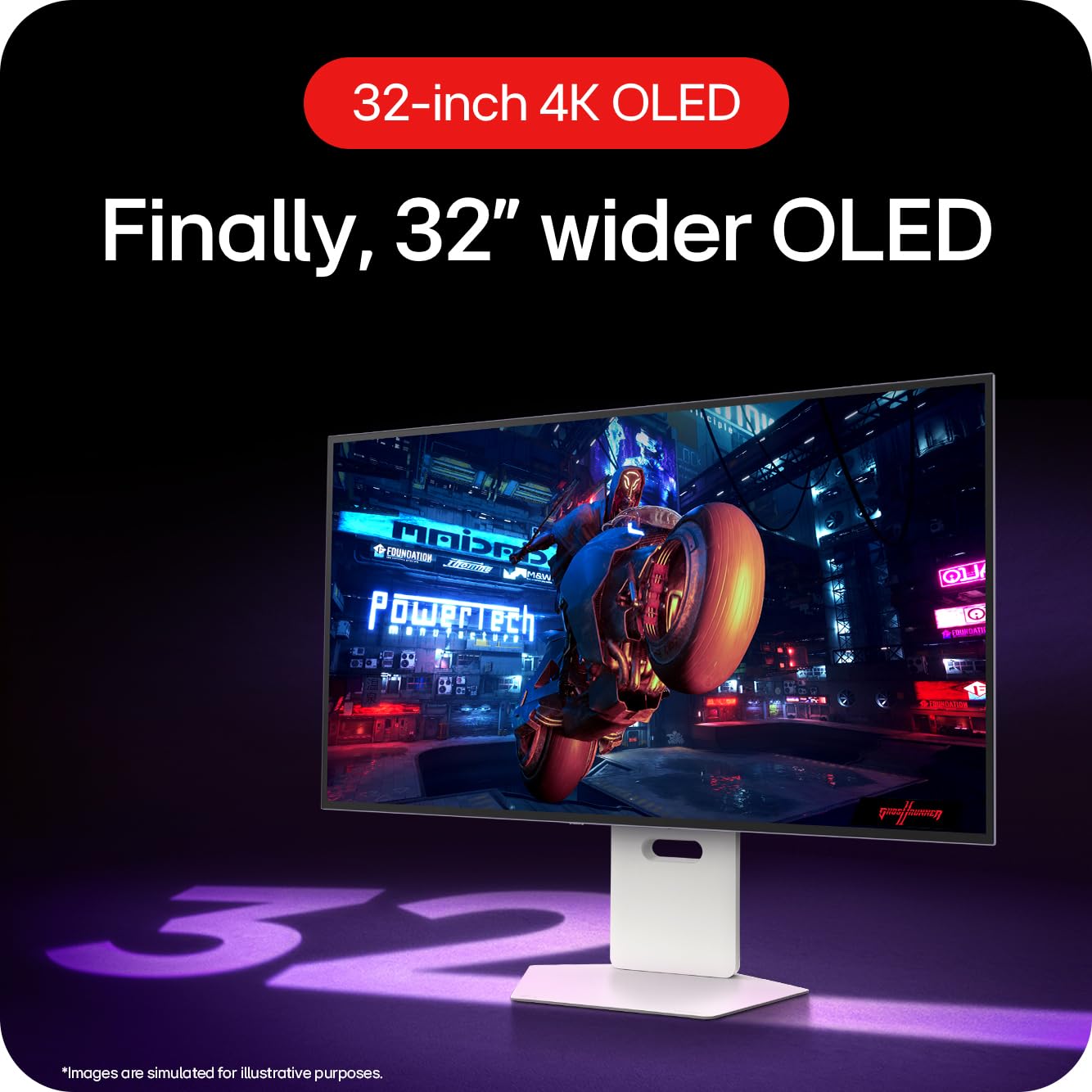 LG UltraGear OLED Gaming Monitor 32GS95UV-B, 32 inch UHD 4K, Dual mode 4K: 240Hz / FHD: 480Hz, 0.03ms Response Time, NVIDIA G-Sync & AMD FreeSync Premium Pro, 7W Stereo speakers, DisplayPort, HDMI 2.1