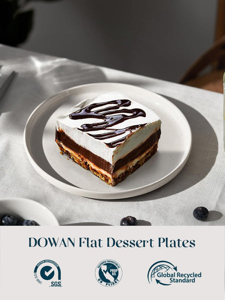 DOWAN Dinner Plates,  8.5" Premium Porcelain Side Plate Set of 6, Salad Plates, Dessert Plate, Flat Dinner Set for Appetizer, Lunch, Salad, Steak,