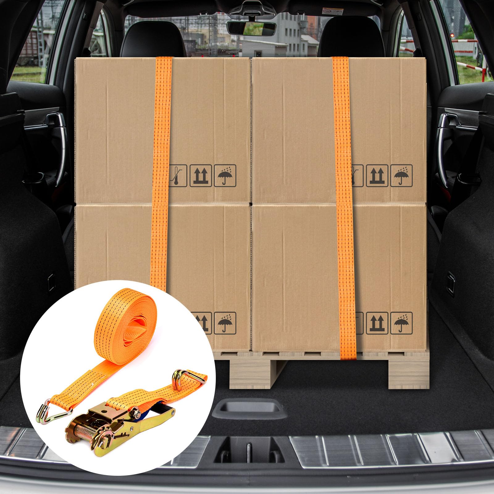 maXpeedingrods 10 x Lashing Straps Ratchet Strap Tie Down 5000kg x 6m x 50mm Heavy Duty Trailer Tension Belts with Iron Handle and Double J Hook 5000kg 5Ton