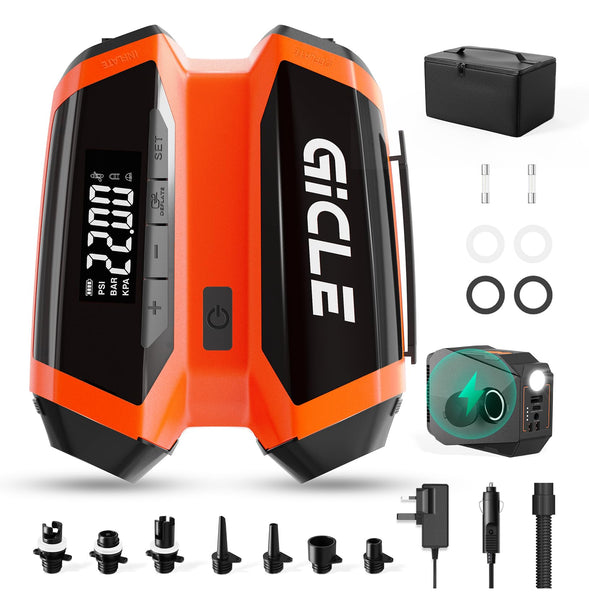 GICLE 22PSI SUP Pump Rechargeable, Electric Paddleboard Pump, Fast Inflation & Deflation, Removable Multifunctional Battery, Support DC 12V Input Work