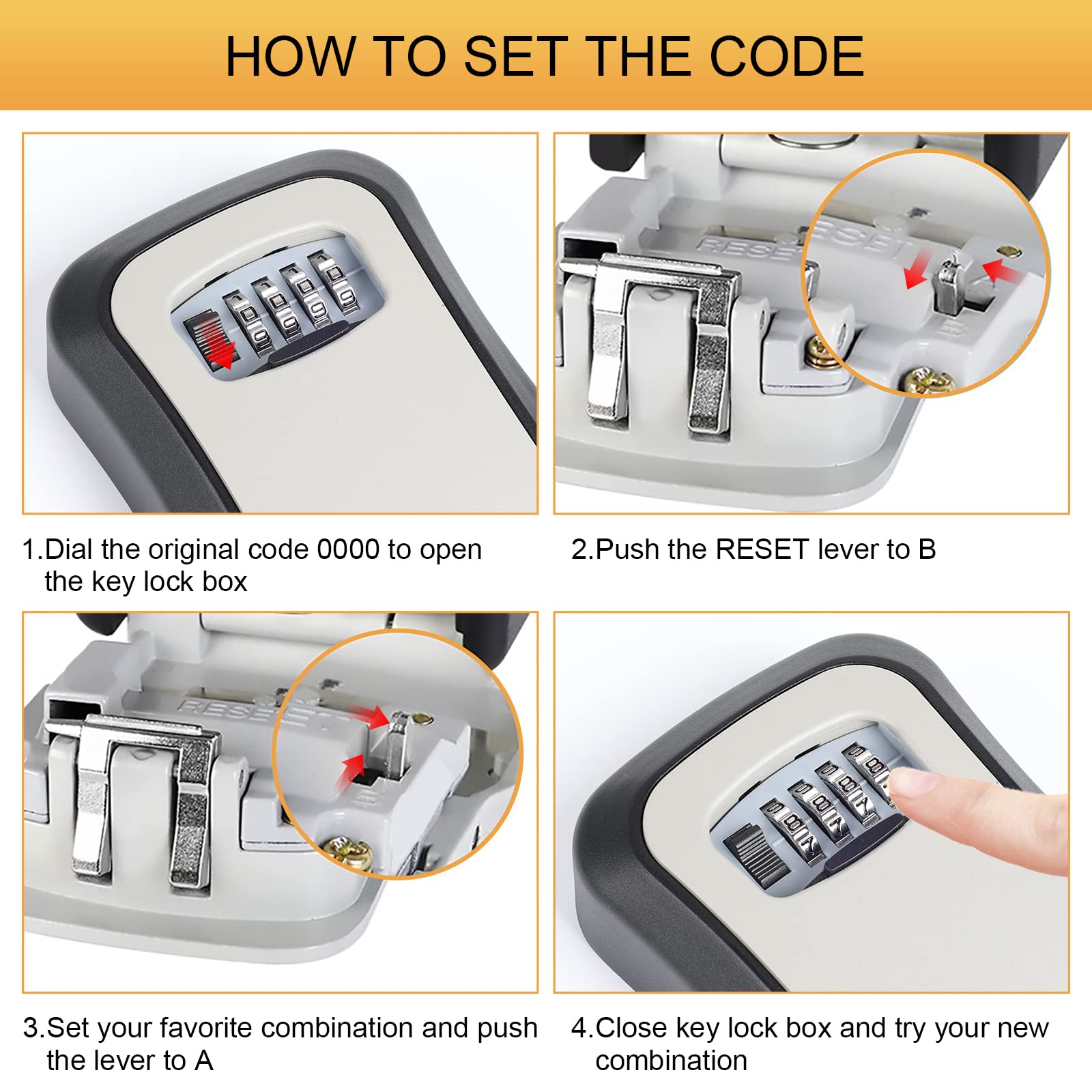 GRIFEMA Key Safe Wall Mounted Police Approved, Lock Box Outdoor 4 Digit Combination, Heavy Duty Waterproof Key Cabinet for Home Garage School Airbnb GA1003-1, Gray, External dimensions: 115x95x40mm