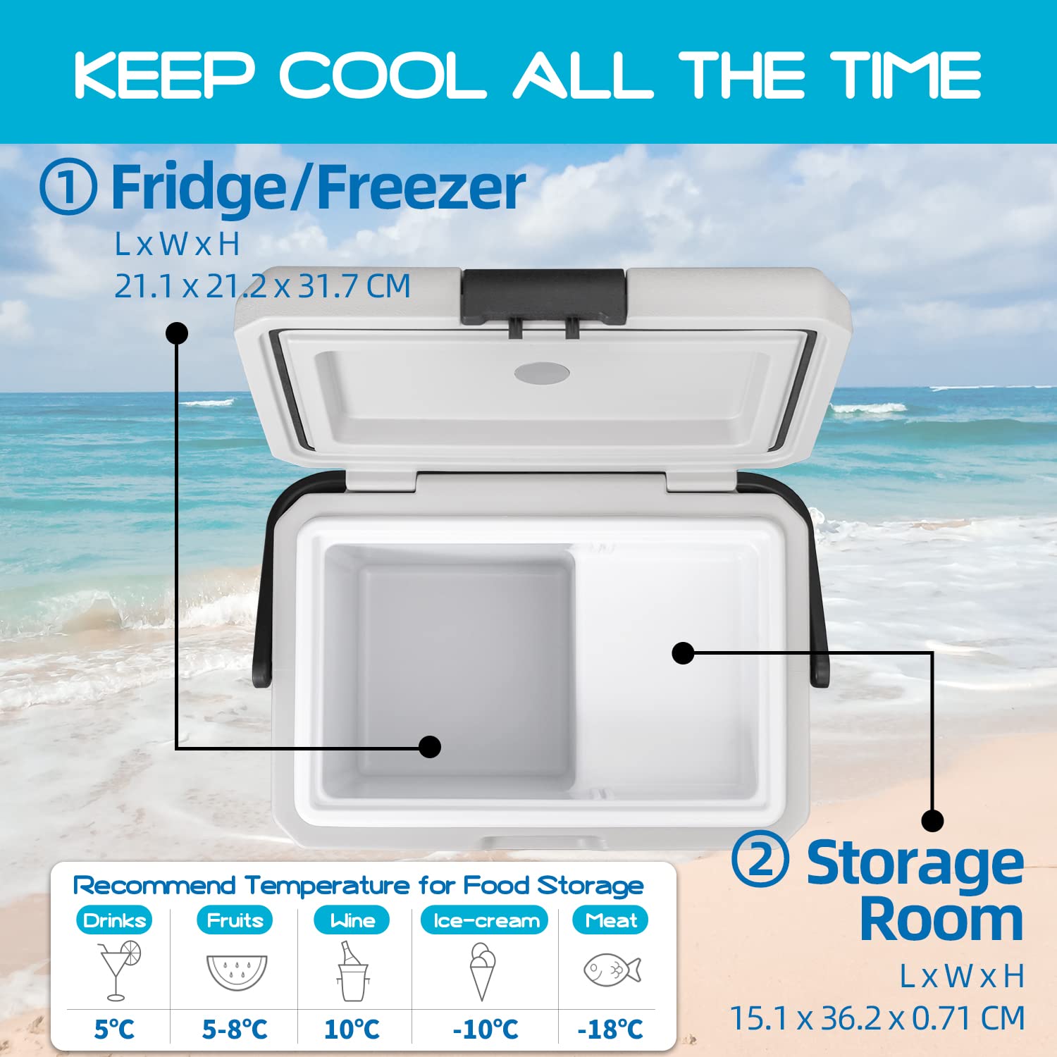 Alpicool G22 22L Compressor Car Fridge Freezer, DC 12v Camping Refrigerator, Portable Mini Cool Box for TruckCampervanRVBoat, -20℃ to 20℃