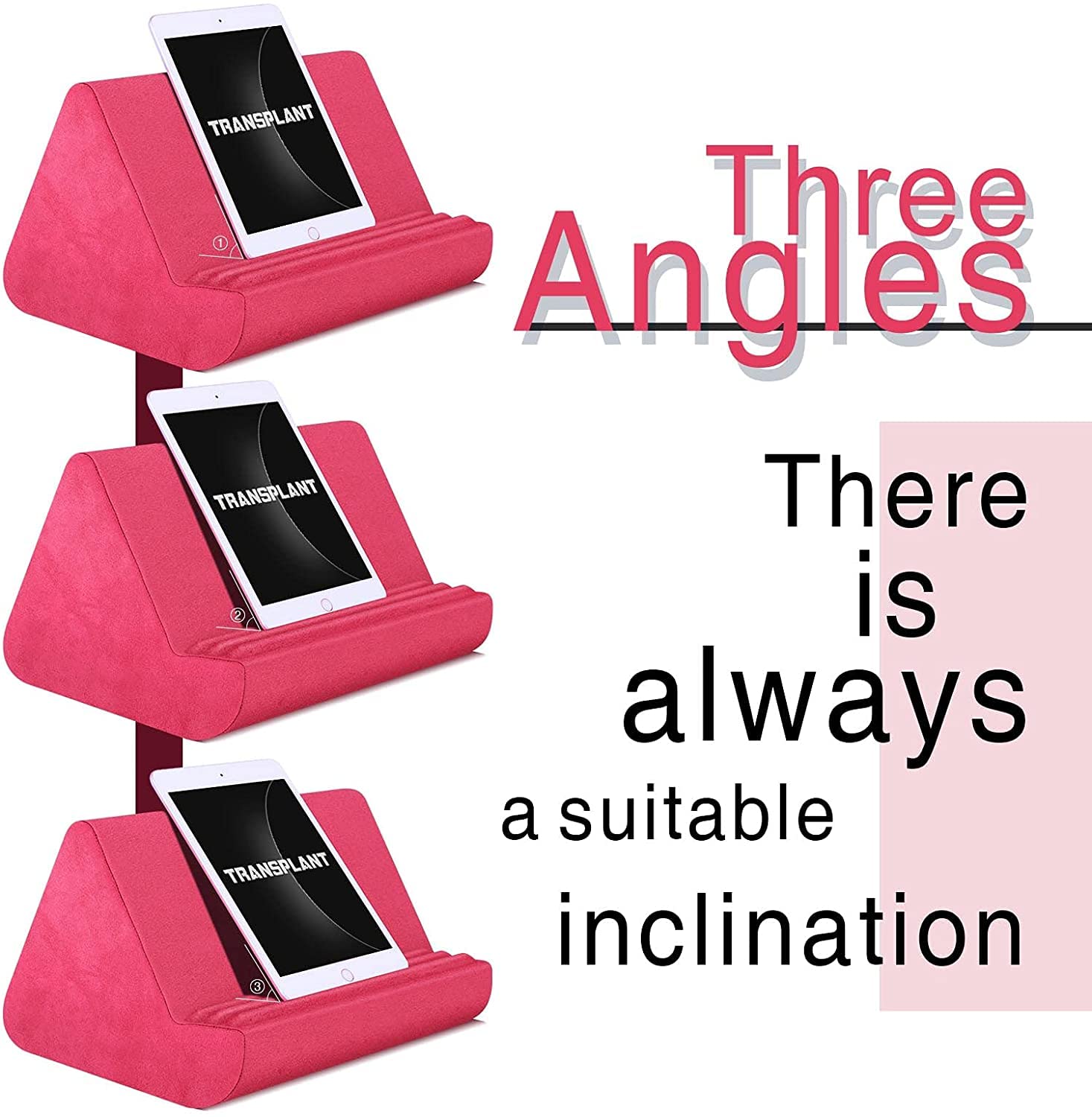 Soft Tablet Stand Pillow with Pocket,Tablet Cushion Stand,Adjustable 3 Viewing Angle,Lazy Holder Stand for Bed Sofa,Compatible with iPads Tablets eReaders Smartphones Books Magazines（Grey）…