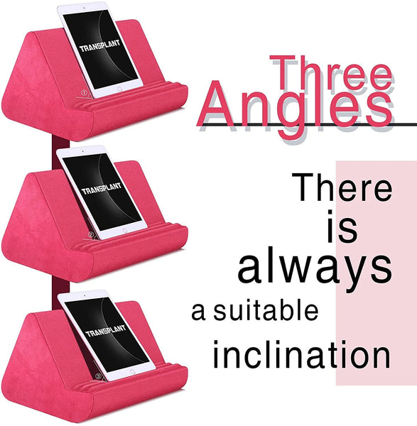 Soft Tablet Stand Pillow with Pocket,Tablet Cushion Stand,Adjustable 3 Viewing Angle,Lazy Holder Stand for Bed Sofa,Compatible with iPads Tablets eReaders Smartphones Books Magazines（Grey）…