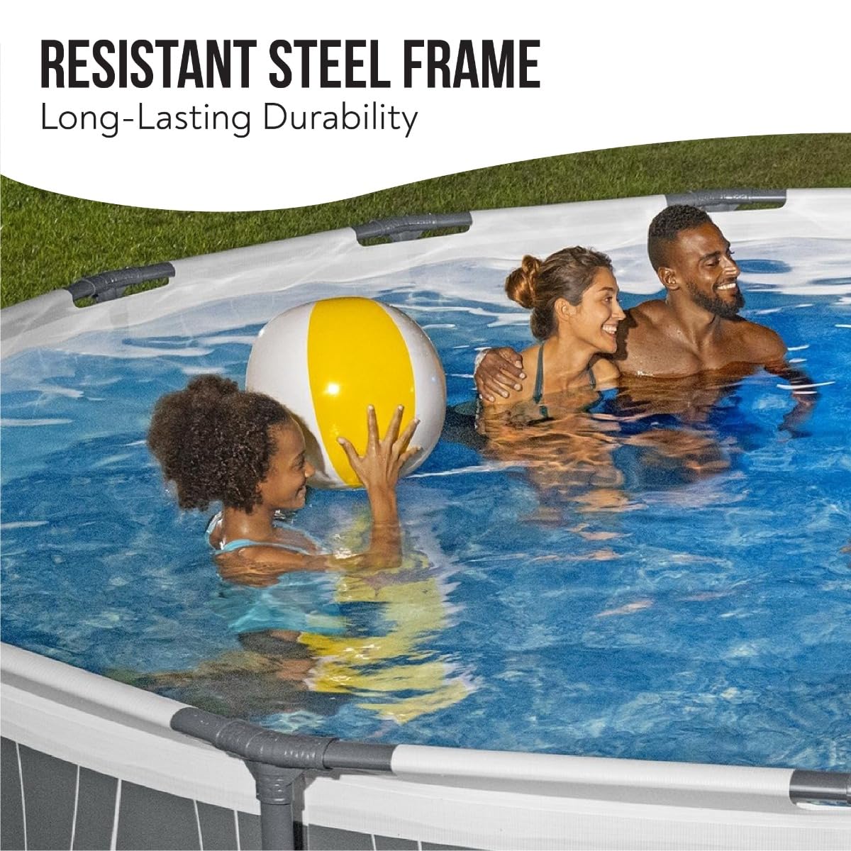 Bestway Steel Pro | Max Round Frame Swimming Pool with Filter Pump, Above Ground Frame Pools, Grey, 15ft